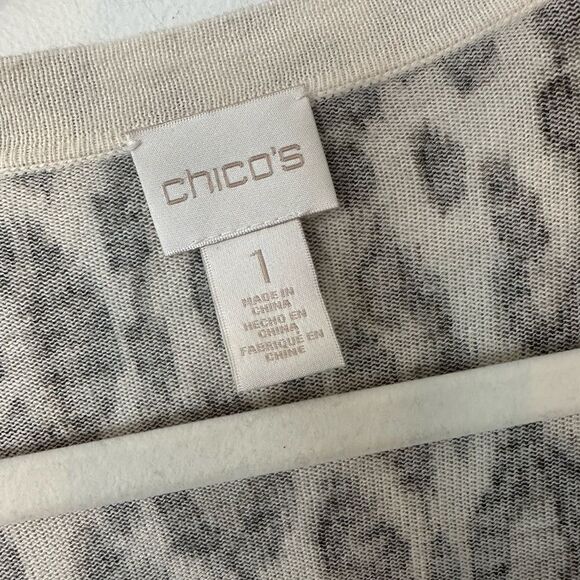 Chico’s Reena Animal Print Cardigan Sweater 1=8-10 - Picture 6 of 7